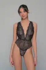 bodysuit βεντάλια μαύρο