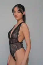 bodysuit βεντάλια μαύρο