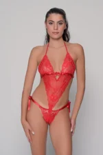 Δαντελένιο-Κορμάκι-με-Σατέν-Κορδέλες-Κόκκινο