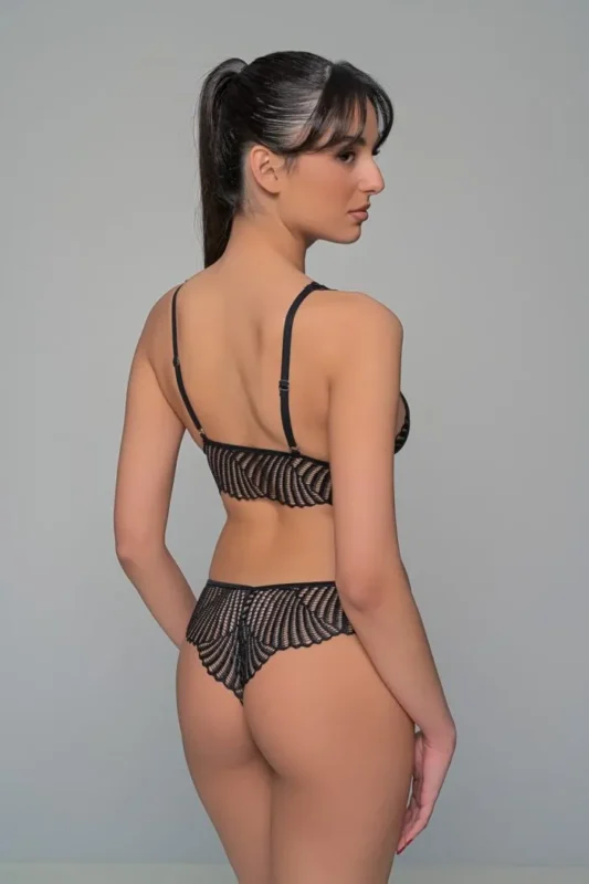 σετ εσωρούχων βεντάλια μαύρο πίσω